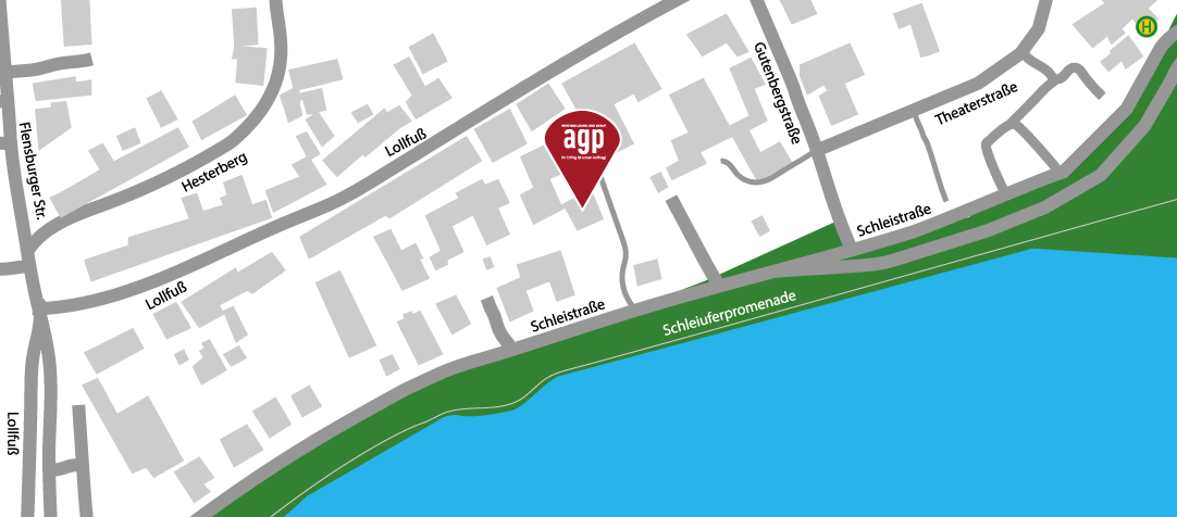 Karte Schleswig Schleistraße Anfahrtsskizze für den agp-Standort Schleswig Stadtweg